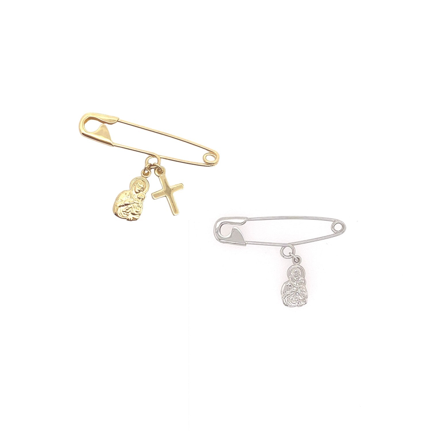 9ct Gold Baby Pin with Madonna charm