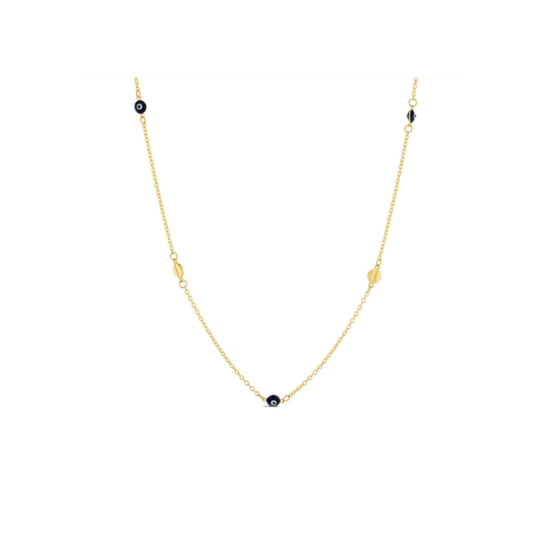 9ct Yellow Gold Evil Eye & Disc Necklace