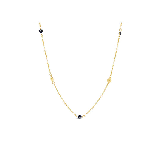 9ct Yellow Gold Evil Eye & Disc Necklace