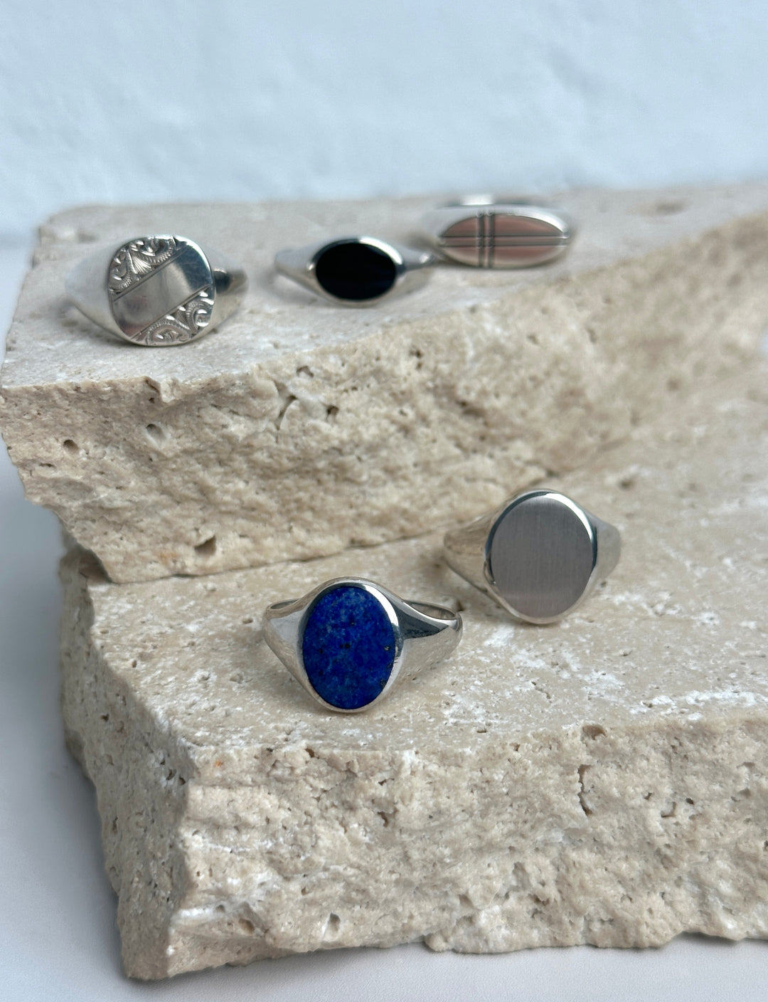 Sterling Silver Lapis Oval Signet Style Ring