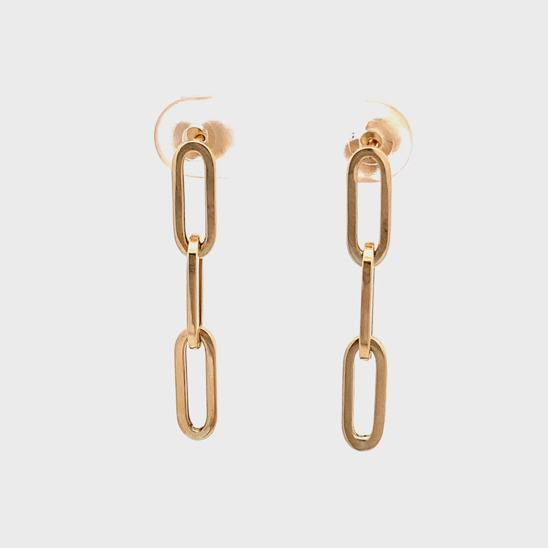 9ct Yellow Gold Paperclip Earrings