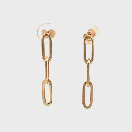9ct Yellow Gold Paperclip Earrings