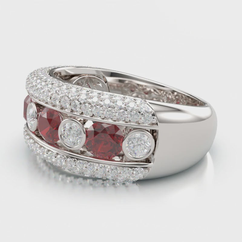 18ct Yellow & White Gold Diamond & Ruby Ring