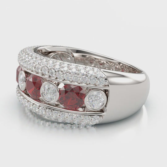18ct Yellow & White Gold Diamond & Ruby Ring
