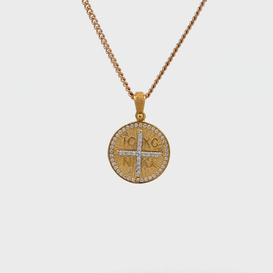 9ct Yellow Gold Cubic Zirconia Round Orthodox Medallion