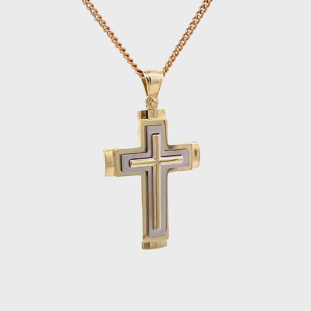 9ct Yellow and White Gold Cross