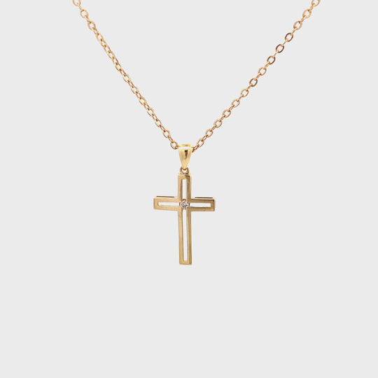 Sophisticated 9ct Gold Diamond Cross Pendant