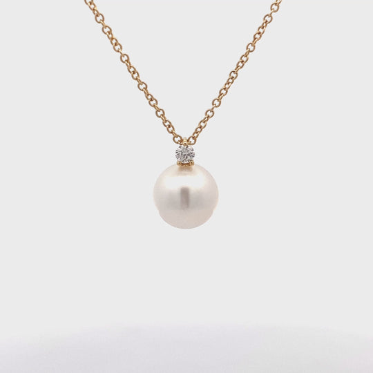 18ct Yellow Gold Autore 10mm South Sea Pearl Diamond Necklace