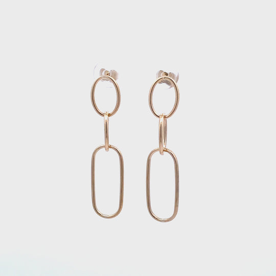 9ct Yellow Gold Paperclip Earrings