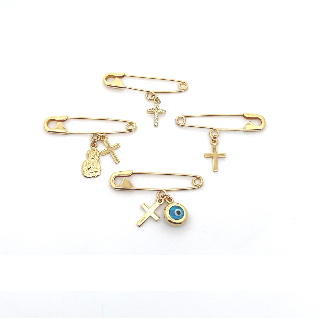 Gold Baby Pin with Cross