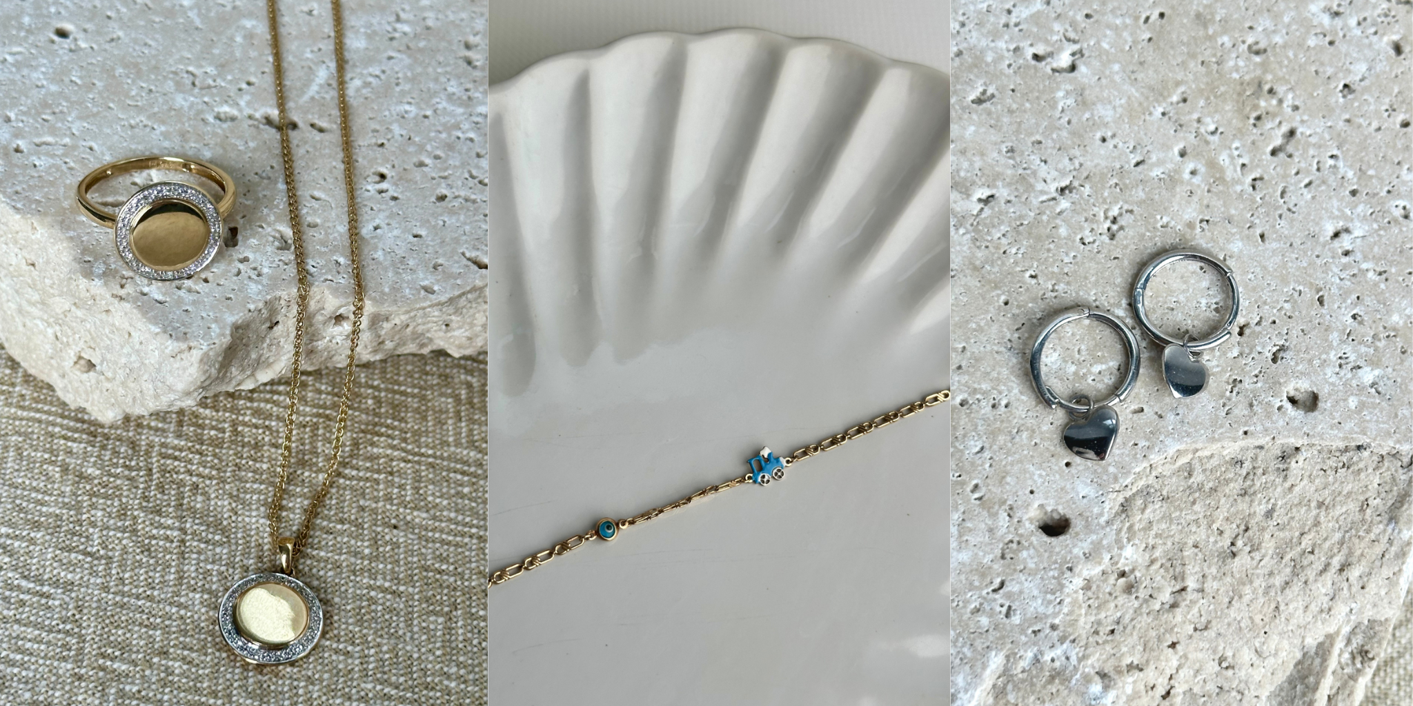 gold-necklace-children-bracelet-silver-heart-huggies-earrings