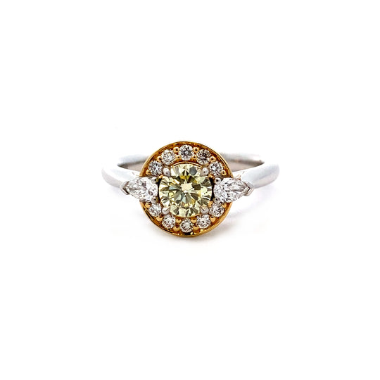 18ct Gold 0.92ct Yellow & White Diamond Ring