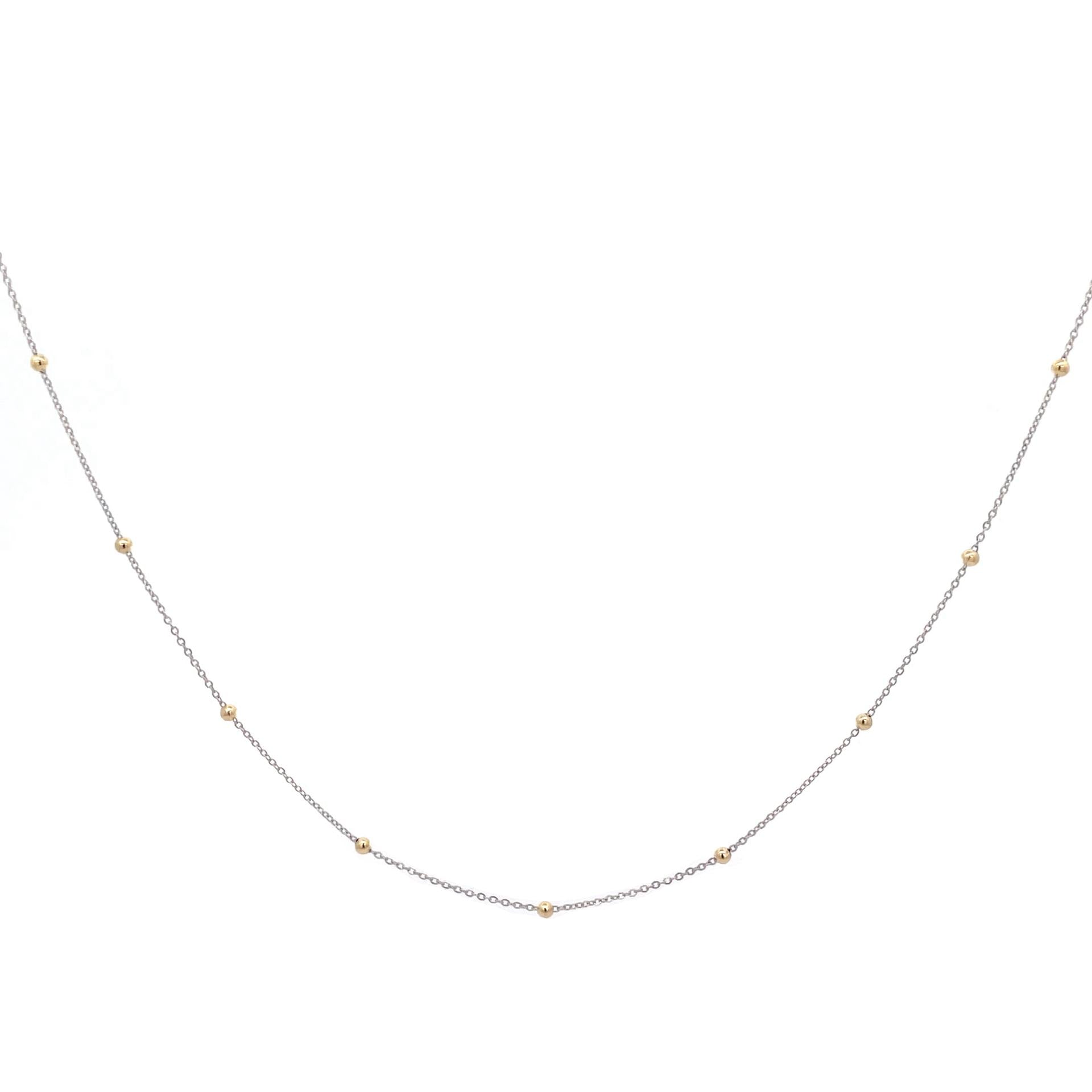 9ct Gold Delicate Trace Necklace with Ball Accents