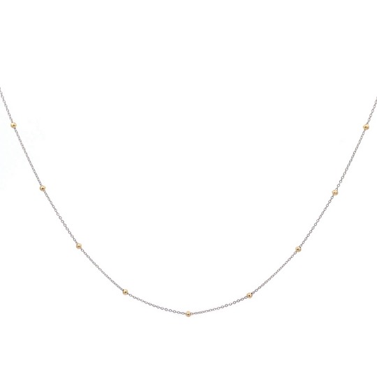 9ct Gold Delicate Trace Necklace with Ball Accents