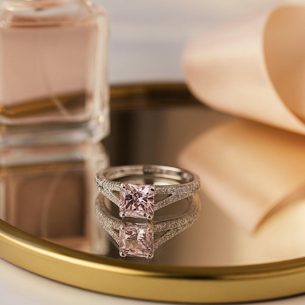 18ct White Gold Pink Spinel & Diamond Ring