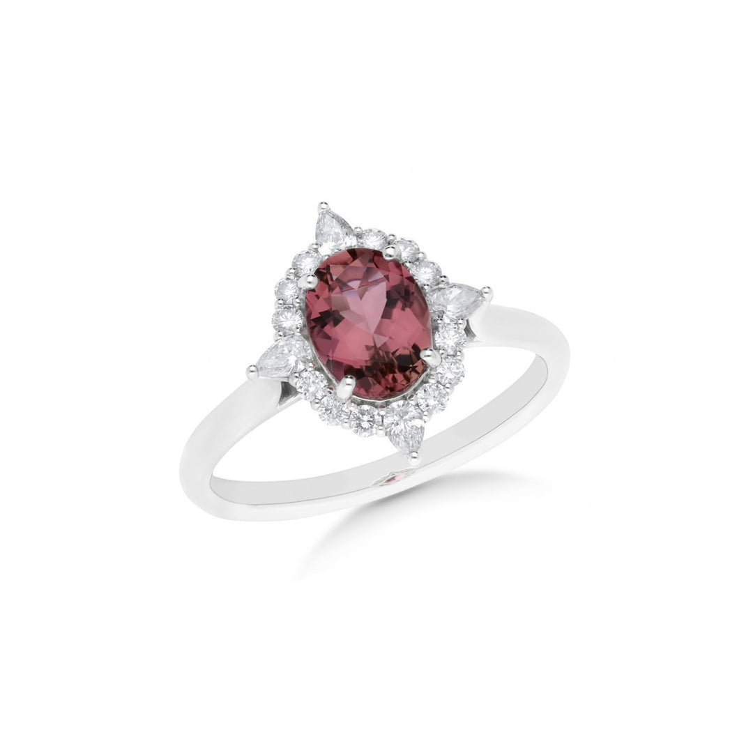 18ct White Gold Pink Tourmaline and Diamond Ring