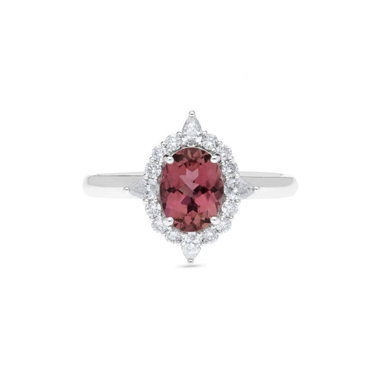 18ct White Gold Pink Tourmaline and Diamond Ring