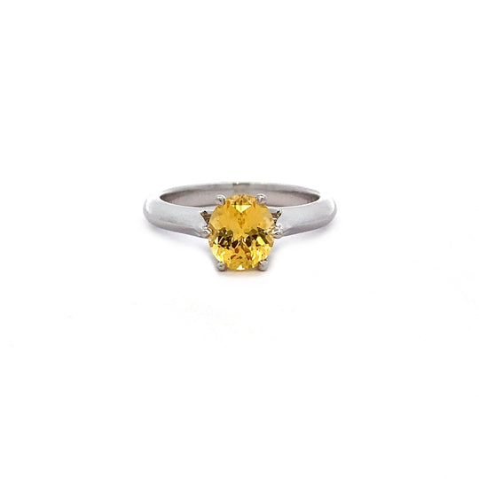 18ct White Gold 1.61ct Natural Yellow Ceylon Sapphire Ring