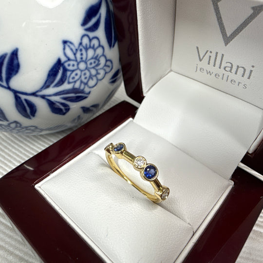 18ct Yellow Gold Sapphire and Diamond Ring