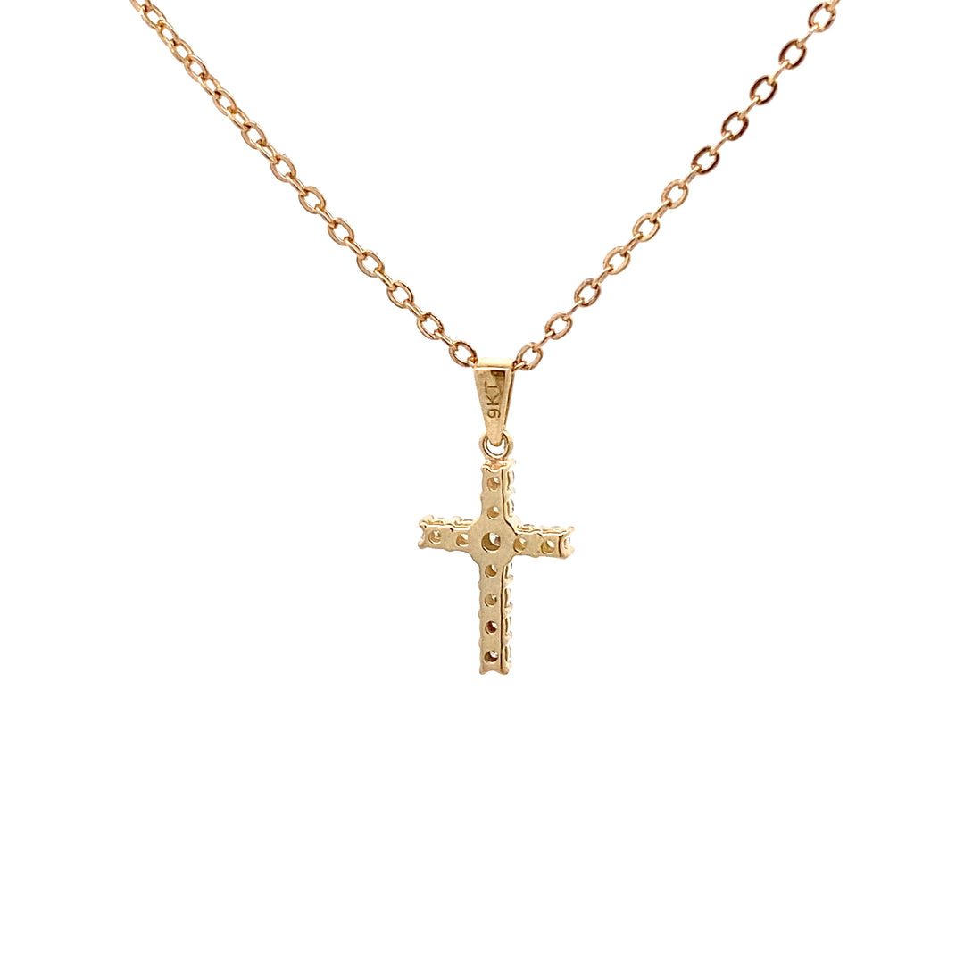 Radiant 9ct Gold Diamond Cross Pendant