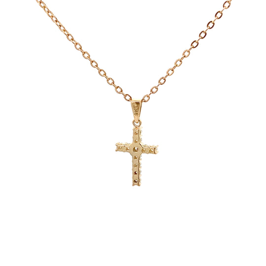 Radiant 9ct Gold Diamond Cross Pendant