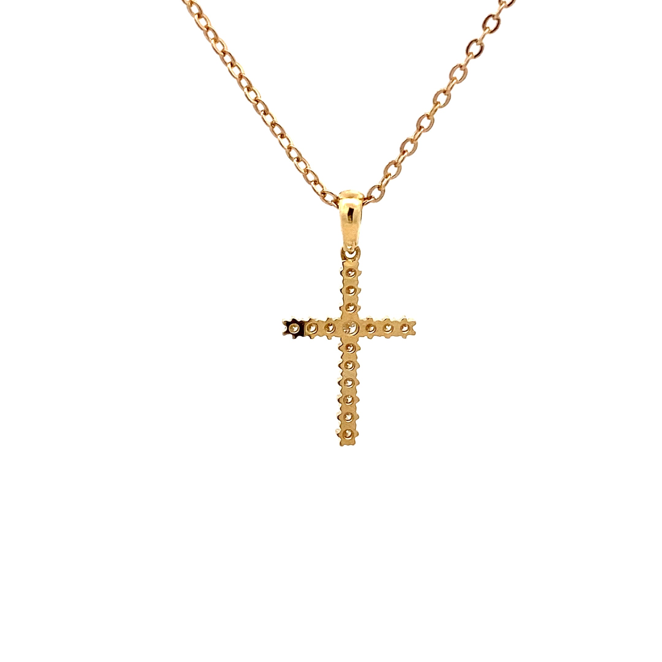 18ct Yellow Gold Natural Diamond Cross Pendant – 0.22ct