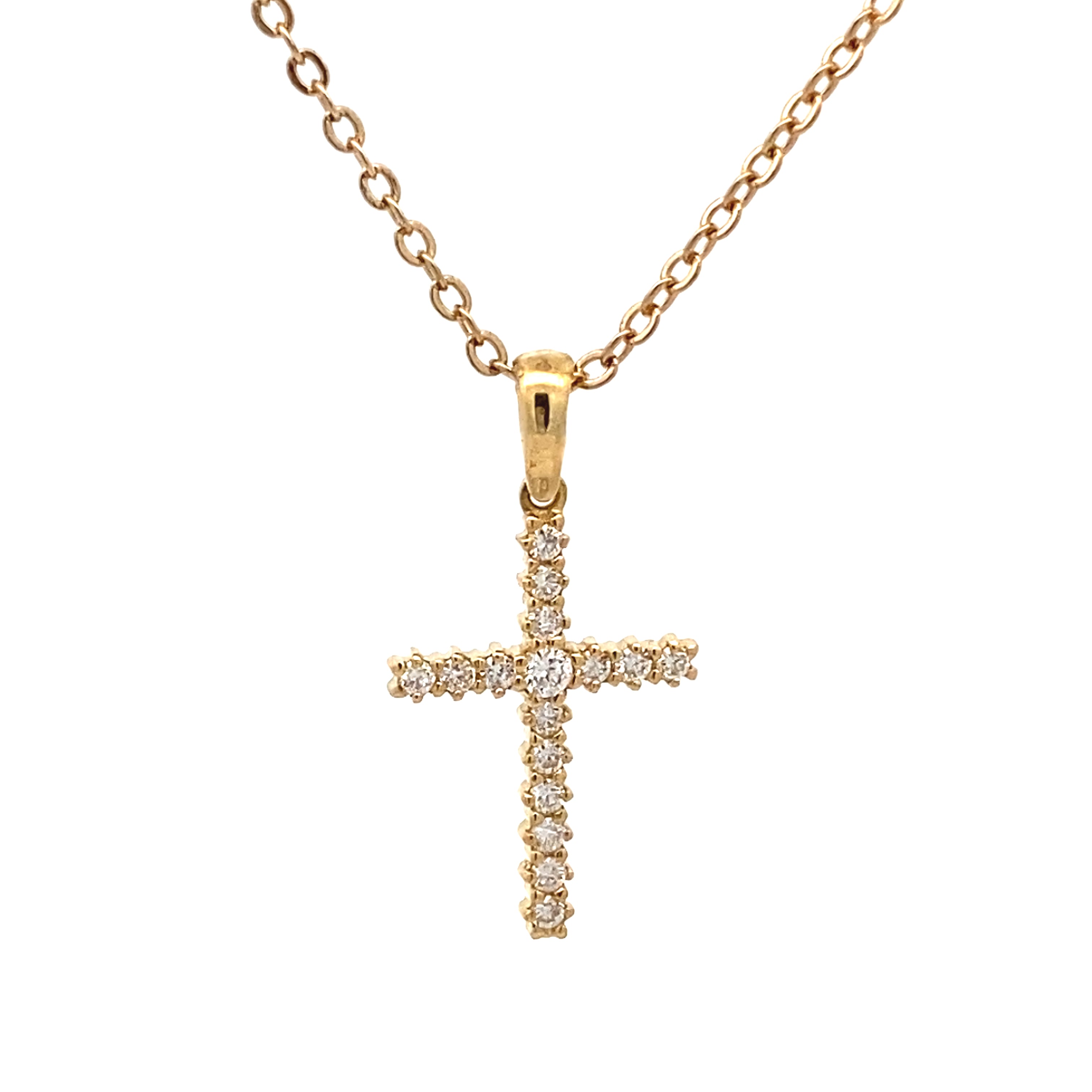 18ct Yellow Gold Natural Diamond Cross Pendant – 0.22ct