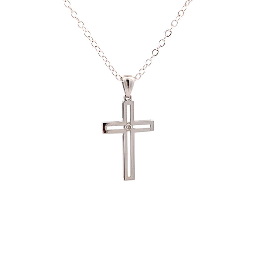 Sophisticated 9ct Gold Diamond Cross Pendant