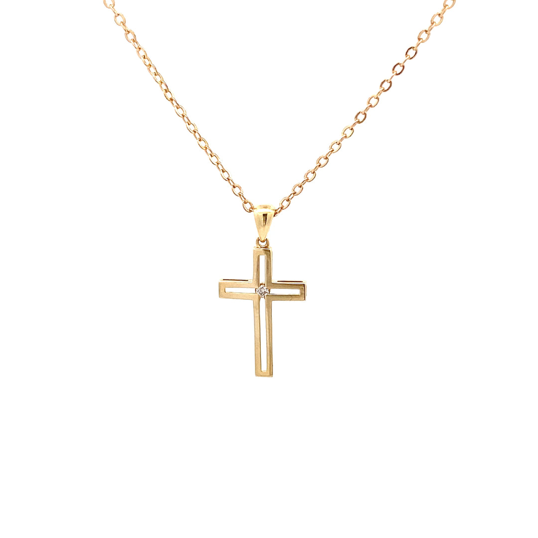 Sophisticated 9ct Gold Diamond Cross Pendant