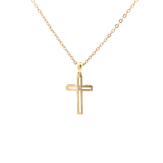 Sophisticated 9ct Gold Diamond Cross Pendant