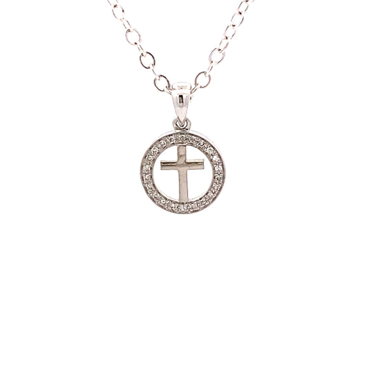 Exquisite 9ct Gold Diamond Cross Disc Pendant