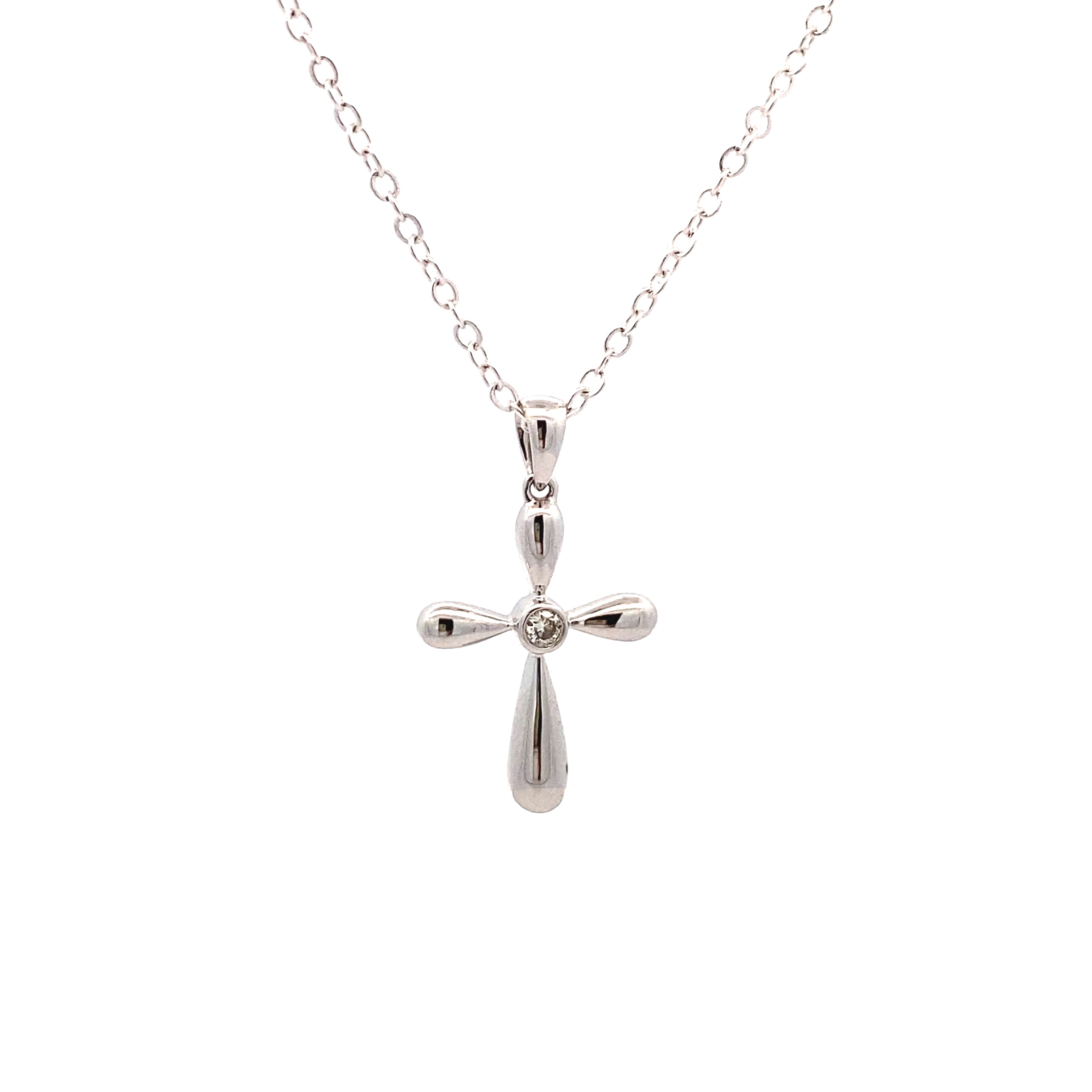 Elegant 9ct Gold Diamond Cross Pendant