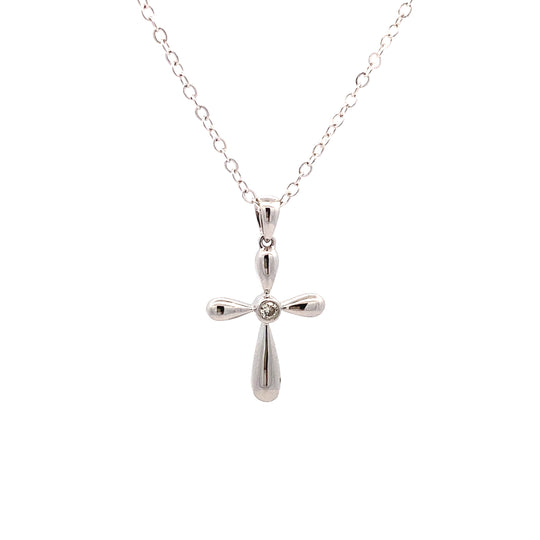 Elegant 9ct Gold Diamond Cross Pendant