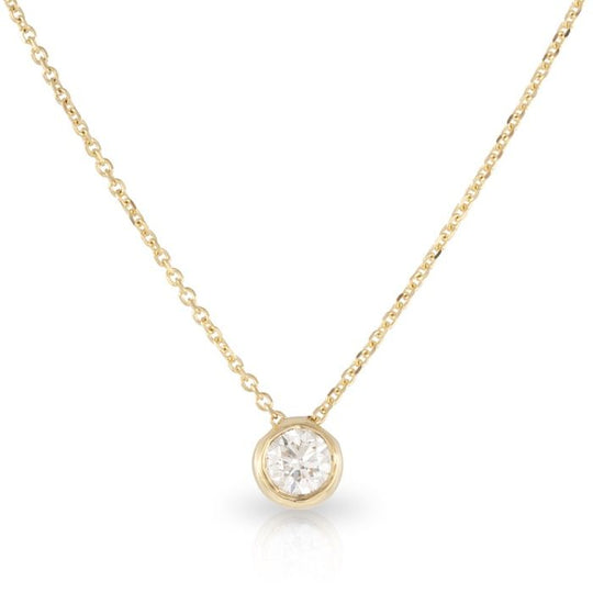 18ct Yellow Gold Bezel Set Natural Diamond Necklace