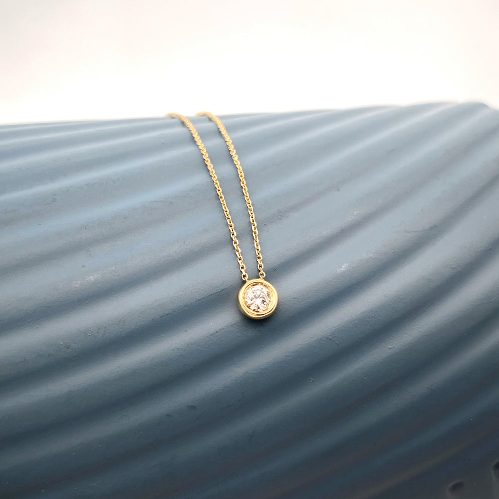 18ct Yellow Gold Bezel Set Natural Diamond Necklace