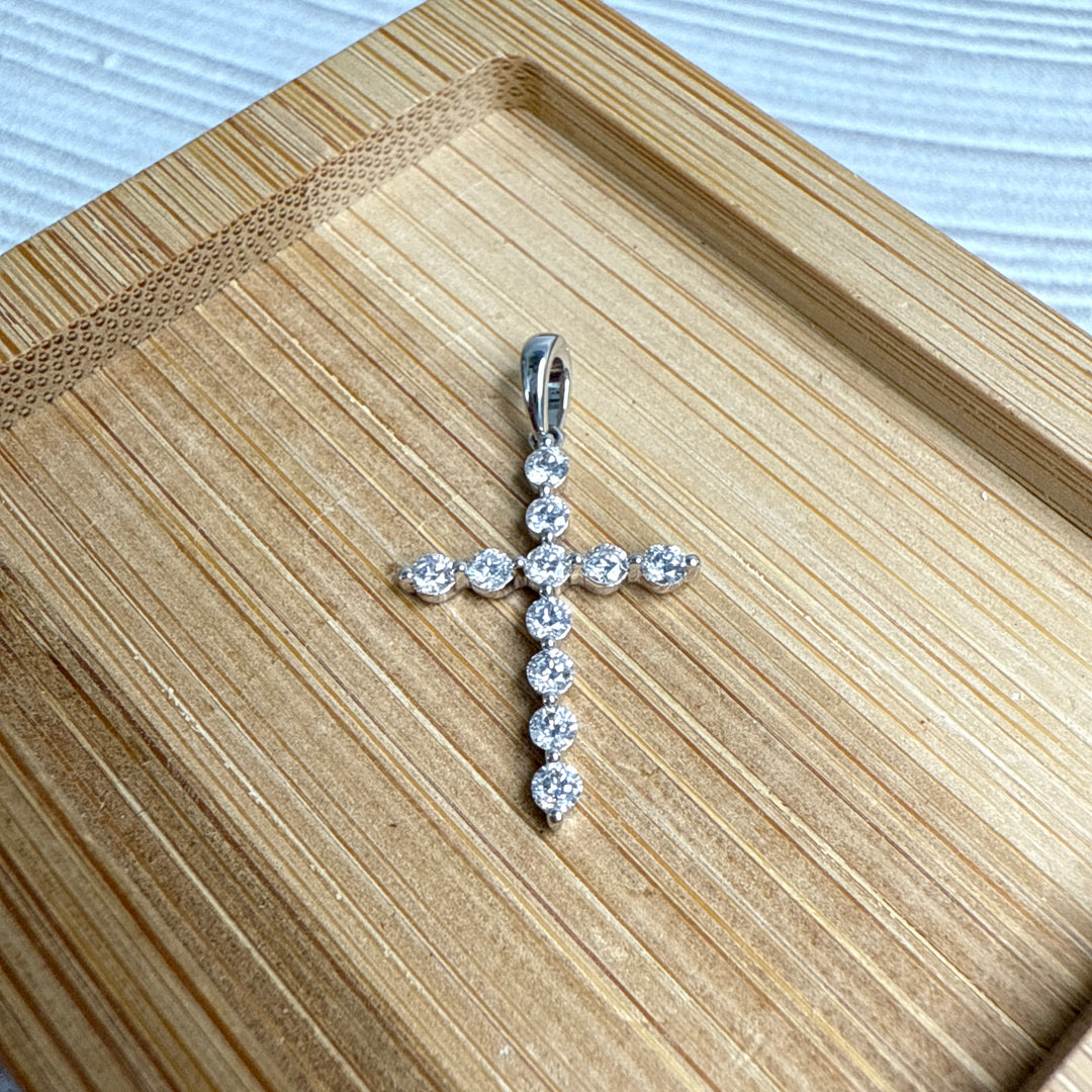 18ct White Gold Diamond Cross