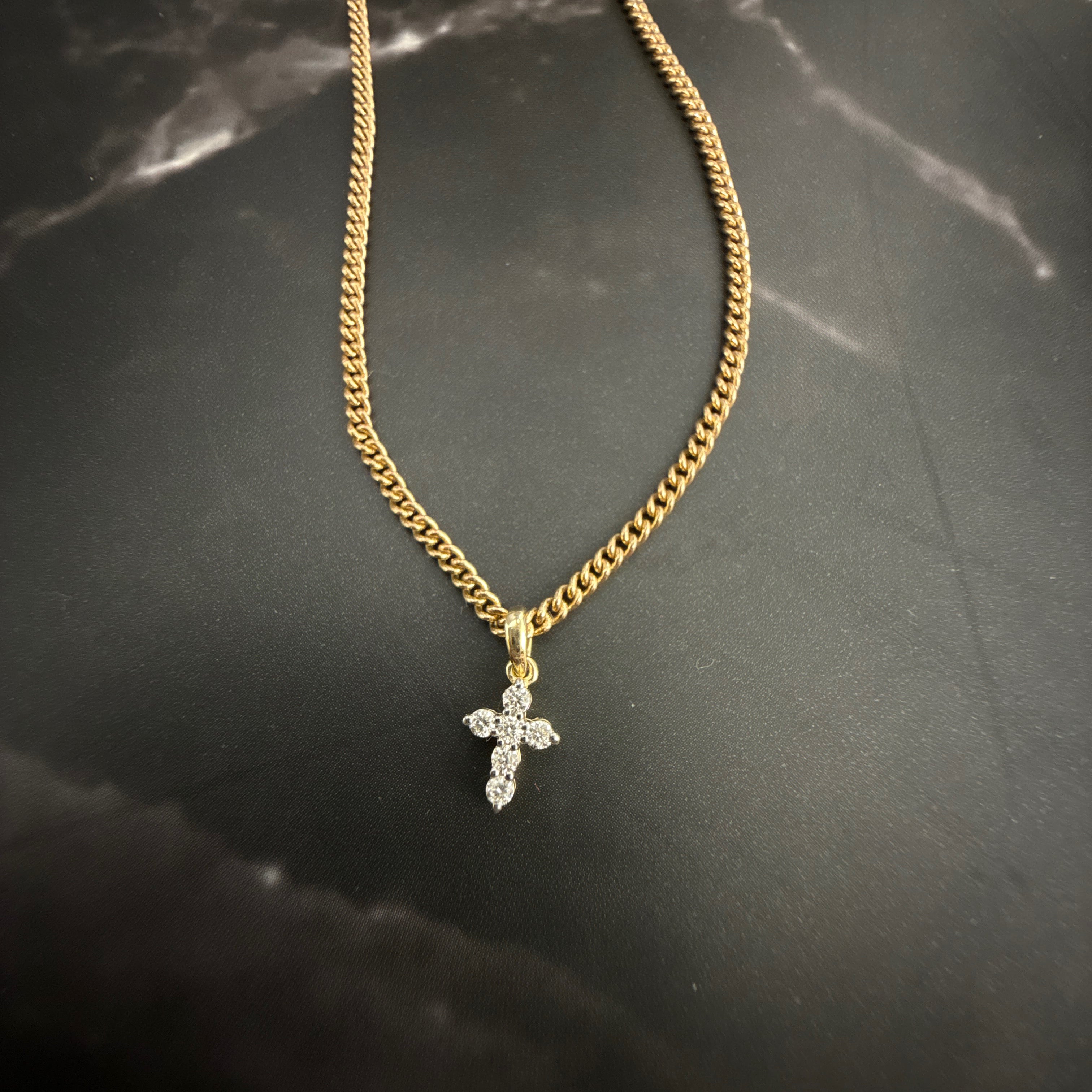 9ct Yellow Gold Petite Diamond Cross Pendant
