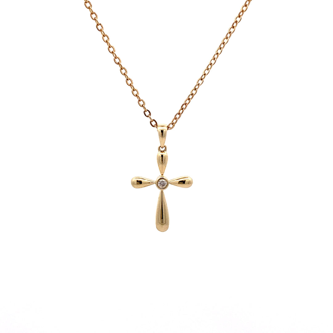 Elegant 9ct Gold Diamond Cross Pendant