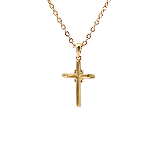 Graceful 9ct Gold Diamond Cross Pendant