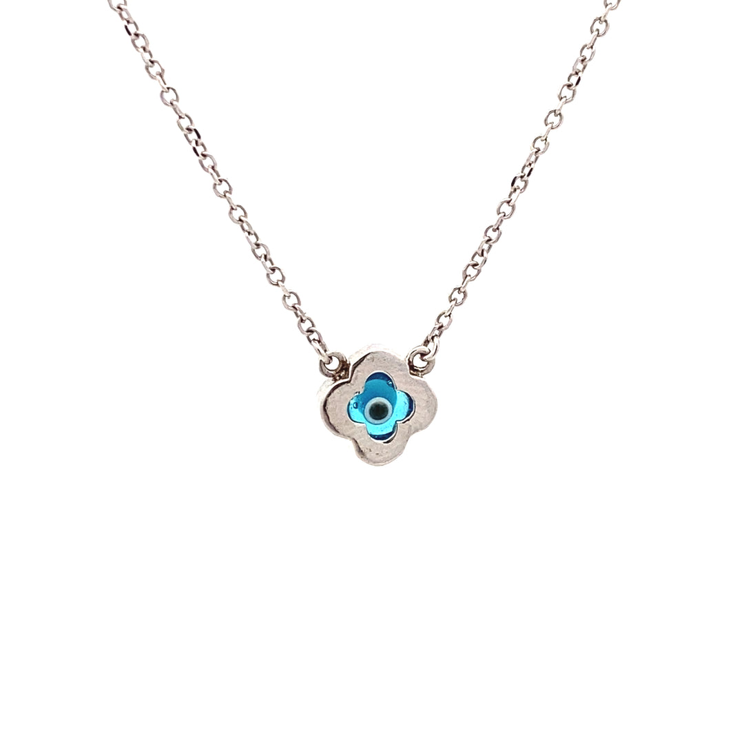 9ct White Gold Cubic Zirconia Evil Eye Necklace