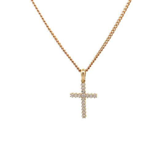 9ct Yellow Gold Cross Pendant with Cubic Zirconias – Radiant Symbol of Faith