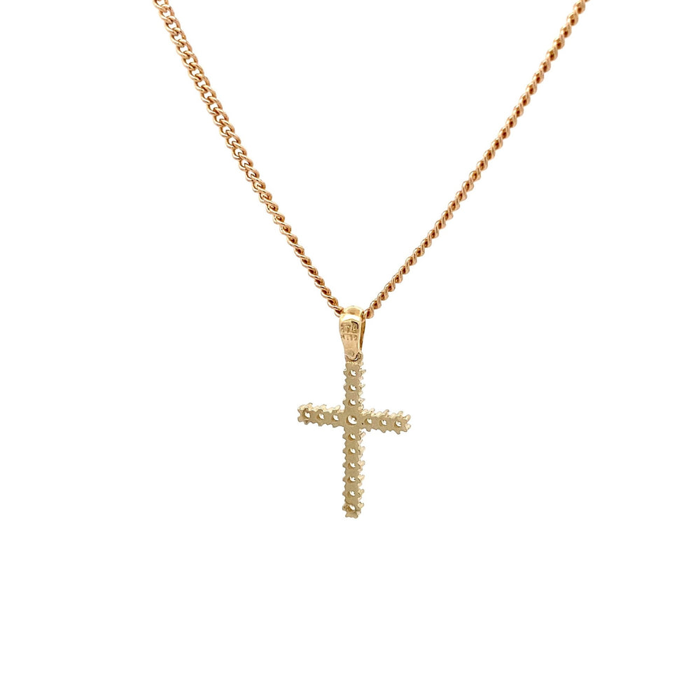 9ct Yellow Gold Cross Pendant with Cubic Zirconias – Radiant Symbol of Faith