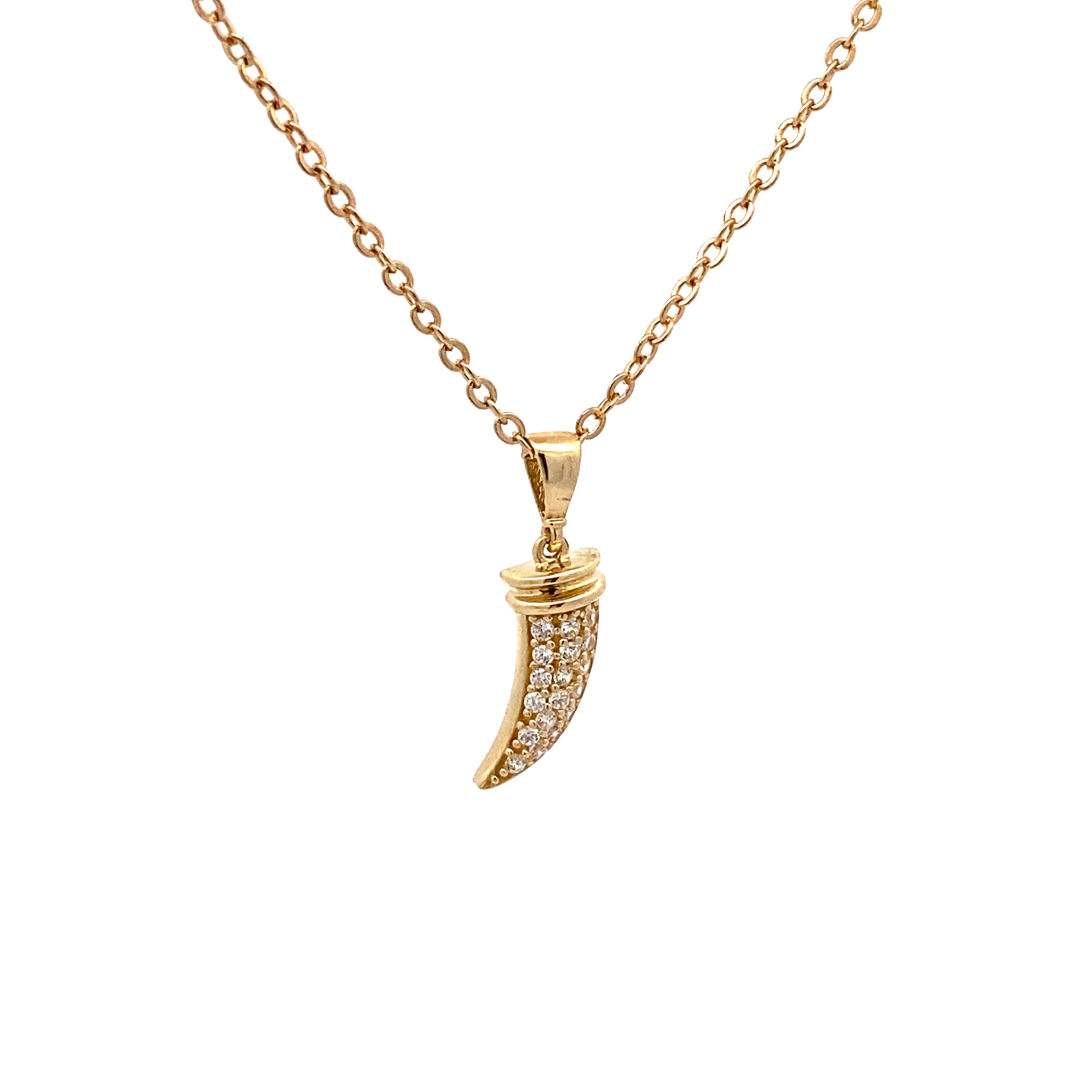 9ct Yellow Gold Cubic Zirconia Horn of Plenty (Corno / Cornicello) Pendant