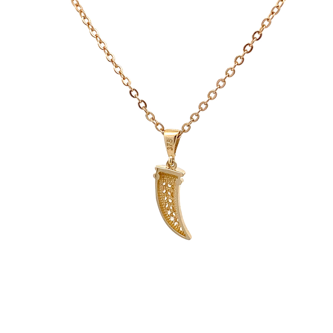 9ct Yellow Gold Cubic Zirconia Horn of Plenty (Corno / Cornicello) Pendant