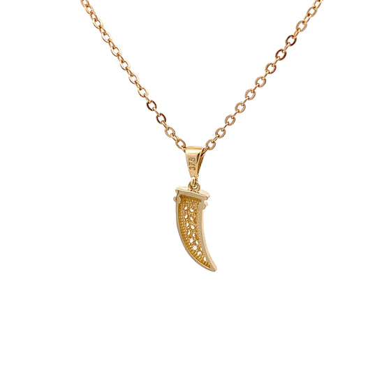 9ct Yellow Gold Cubic Zirconia Horn of Plenty (Corno / Cornicello) Pendant