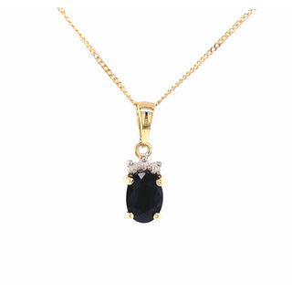 9ct Yellow Gold Sapphire and Diamond Pendant