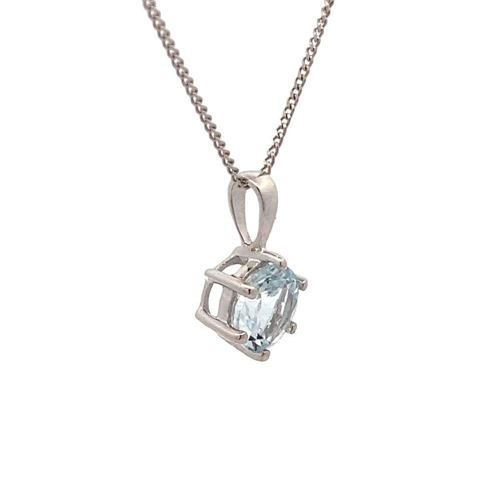9ct White Gold Aquamarine Pendant