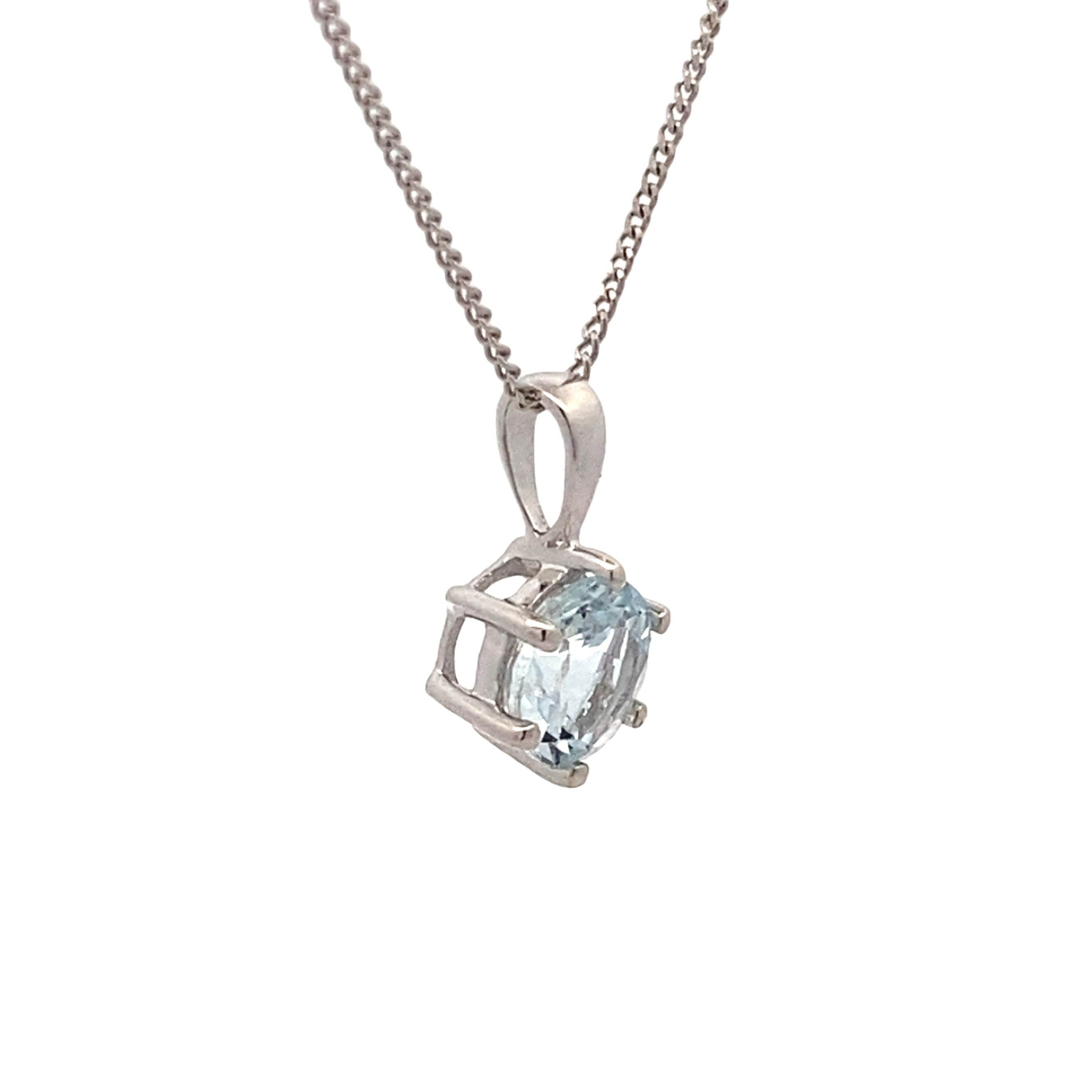 9ct White Gold Aquamarine Pendant