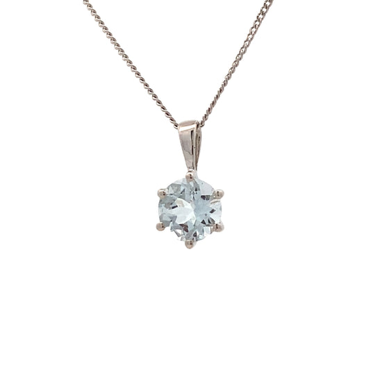 9ct White Gold Aquamarine Pendant
