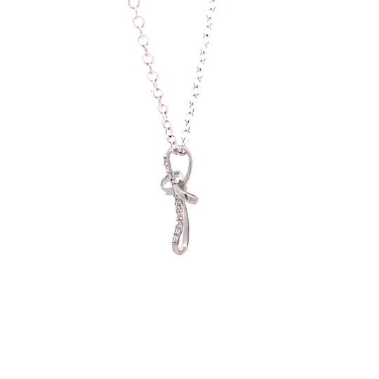 9ct White Gold Cubic Zirconia Infinity Style Cross Pendant